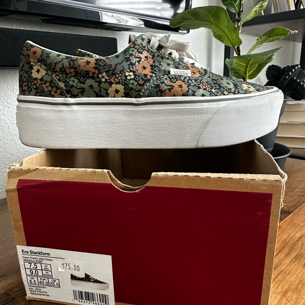 Vans Era Stackform Floral Sneakers - Green and Orange